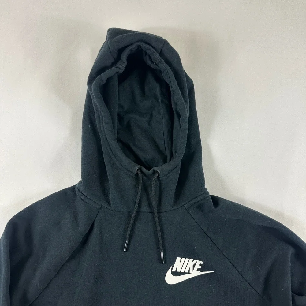 Nike Sportswear Mens Hoodie Black White Futura Logo Fleece Pullover Medium‎ M